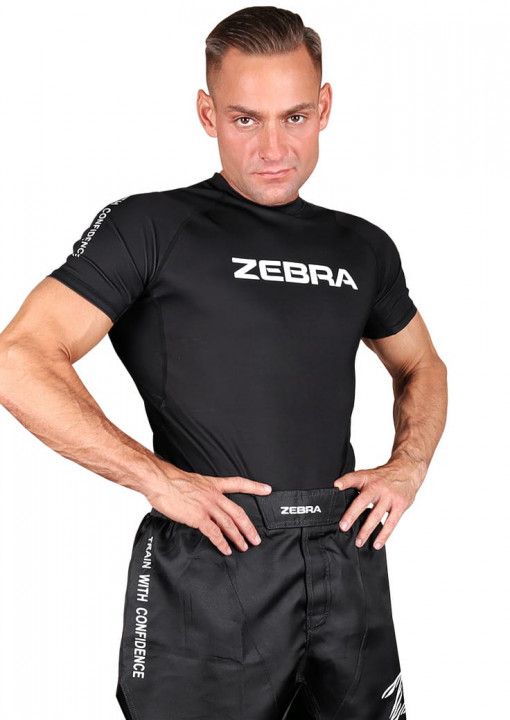 Zebra rövid ujjú Performance rash guard, fekete