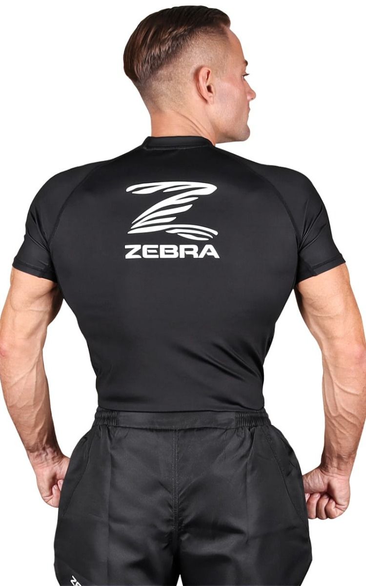 Zebra rövid ujjú Performance rash guard, fekete