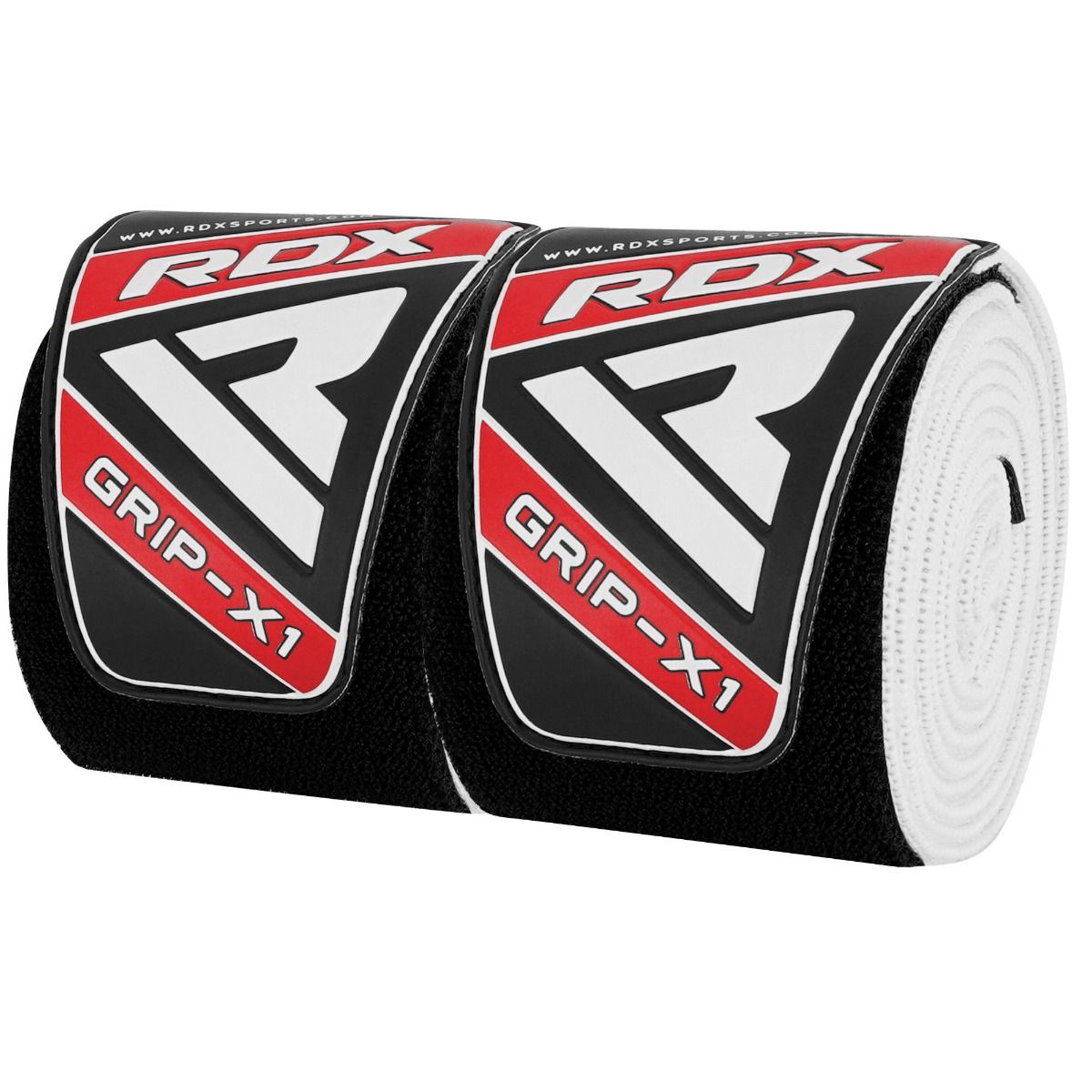 RDX térdbandázsok PLUS, fehér-fekete